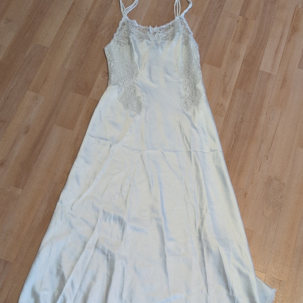 Christian Dior Cream and White Lace Detail Slip Dress